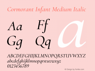 Cormorant Infant Medium Italic Version 3.003 Font Sample