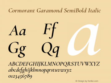 Cormorant Garamond SemiBold Italic Version 3.003 Font Sample