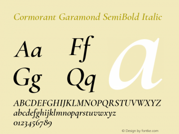 Cormorant Garamond SemiBold Italic Version 3.003 Font Sample