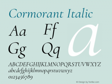 Cormorant Italic Version 3.003 Font Sample