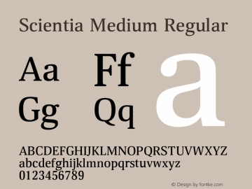 Scientia Medium Regular Version 1.000 Font Sample