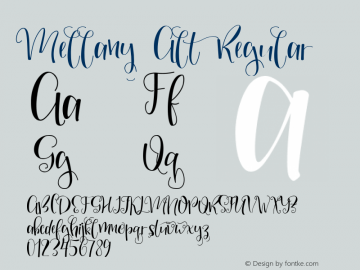 Mellany Alt Regular Version 1.0 Font Sample