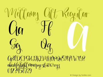 Mellany Alt Regular Version 1.0 Font Sample