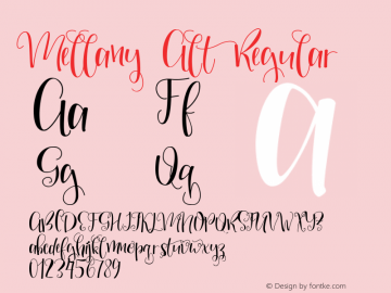 Mellany Alt Regular Unknown Font Sample