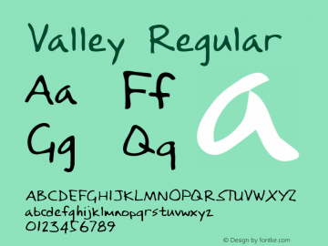 Valley Regular Altsys Metamorphosis:3/2/95 Font Sample