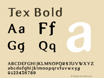 Tex Bold Version 001.000 Font Sample