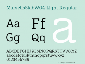 MarselisSlabW04-Light Regular Version 7.504 Font Sample