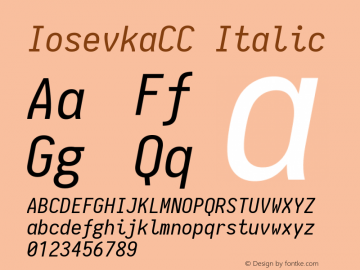IosevkaCC Italic 1.10.4 Font Sample