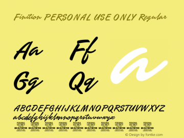 Finition PERSONAL USE ONLY Regular Version 1.000 Font Sample