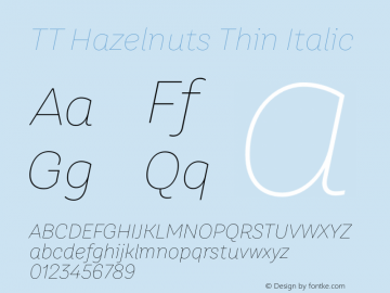 TT Hazelnuts Thin Italic Version 1.000图片样张