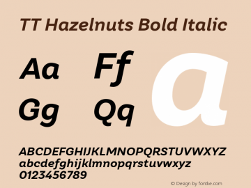 TT Hazelnuts Bold Italic Version 1.000 Font Sample