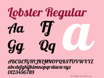 Lobster Regular Version 1.007; ttfautohint (v1.1) -l 8 -r 50 -G 50 -x 14 -D latn -f none -w G图片样张
