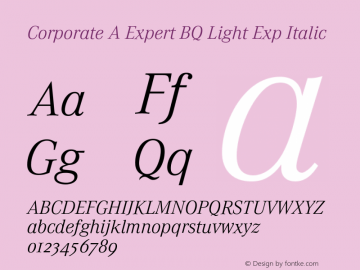 Corporate A Expert BQ Light Exp Italic 001.000 Font Sample