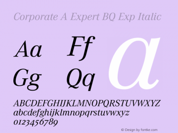 Corporate A Expert BQ Exp Italic 001.000 Font Sample