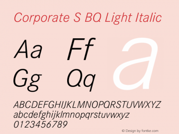 Corporate S BQ Light Italic 001.000图片样张