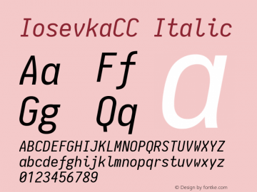 IosevkaCC Italic 1.10.5 Font Sample