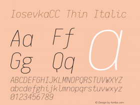 IosevkaCC Thin Italic 1.10.5 Font Sample