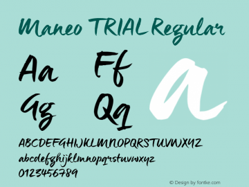 Maneo_TRIAL Regular Version 1.000 Font Sample