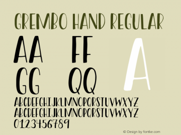 Grembo Hand Regular Version 1.00 January 18, 2017, initial release Font Sample