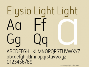Elysio Light Light Version 1.000;PS 001.000;hotconv 1.0.70;makeotf.lib2.5.58329;com.myfonts.typedynamic.elysio.light.wfkit2.4bT7图片样张