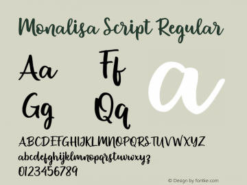 Monalisa Script Regular Version 1.000图片样张