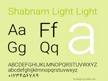 Shabnam Light Light Version 1.1.0 Font Sample
