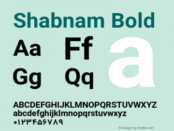 Shabnam Bold Version 1.1.0 Font Sample
