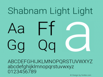 Shabnam Light Light Version 1.1.0 Font Sample