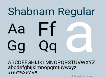 Shabnam Regular Version 1.1.0 Font Sample