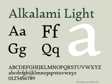 Alkalami Light 0.924 Font Sample