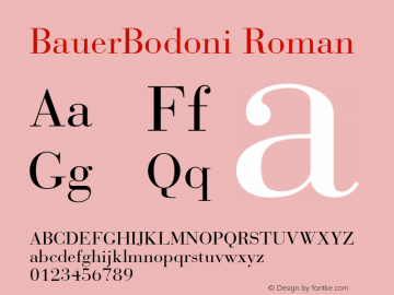 BauerBodoni Roman Version 001.000 Font Sample