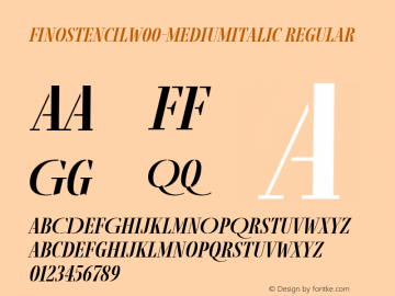 FinoStencilW00-MediumItalic Regular Version 1.12图片样张