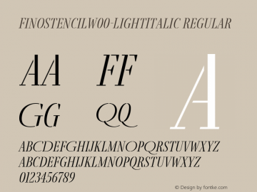 FinoStencilW00-LightItalic Regular Version 1.12 Font Sample