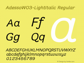 AdessoW03-LightItalic Regular Version 2.00 Font Sample