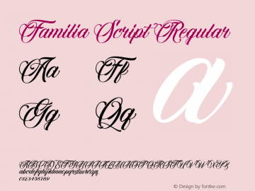 Familia Script Regular Unknown Font Sample