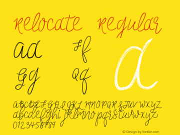 Relocate Regular Version 1.0 Font Sample