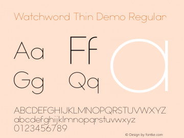 Watchword Thin Demo Regular Version 1.00 January 23, 2017, initial release图片样张
