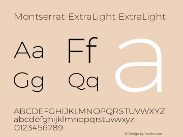 Montserrat-ExtraLight ExtraLight Version 006.000 Font Sample