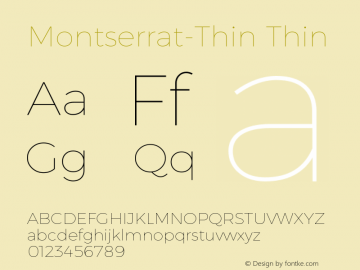 Montserrat-Thin Thin Version 006.000 Font Sample