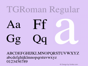 TGRoman Regular 2.004 Font Sample