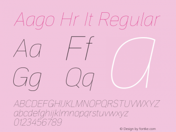 Aago Hr It Regular Version 0.500;PS 000.500;hotconv 1.0.88;makeotf.lib2.5.64775图片样张