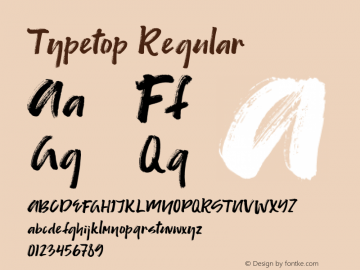 Typetop Regular Version 1.000;PS 001.000;hotconv 1.0.88;makeotf.lib2.5.64775 Font Sample