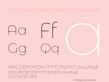 Montserrat Alternates Thin Regular Version 6.000;PS 006.000;hotconv 1.0.88;makeotf.lib2.5.64775图片样张