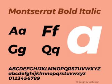 Montserrat Bold Italic Version 6.000;PS 006.000;hotconv 1.0.88;makeotf.lib2.5.64775 Font Sample
