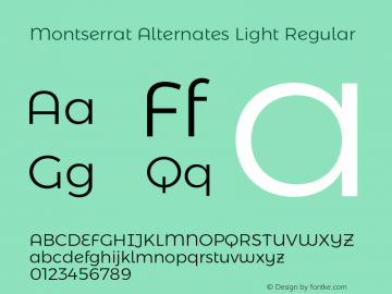 Montserrat Alternates Light Regular Version 6.000;PS 006.000;hotconv 1.0.88;makeotf.lib2.5.64775图片样张