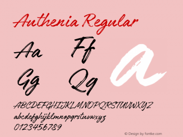 Authenia Regular Version 1.000;PS 001.000;hotconv 1.0.88;makeotf.lib2.5.64775 Font Sample