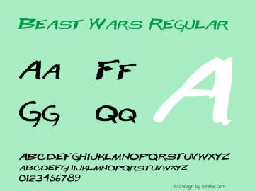 Beast Wars Regular Version 4.10 - April 23, 2013 Font Sample