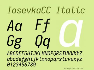 IosevkaCC Italic 1.11.0; ttfautohint (v1.5) Font Sample