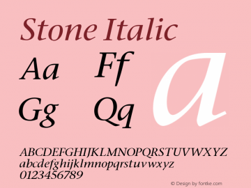 Stone Italic Unknown Font Sample