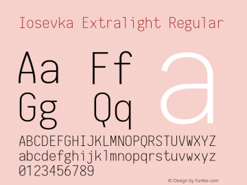 Iosevka Extralight Regular 1.11.0; ttfautohint (v1.5)图片样张